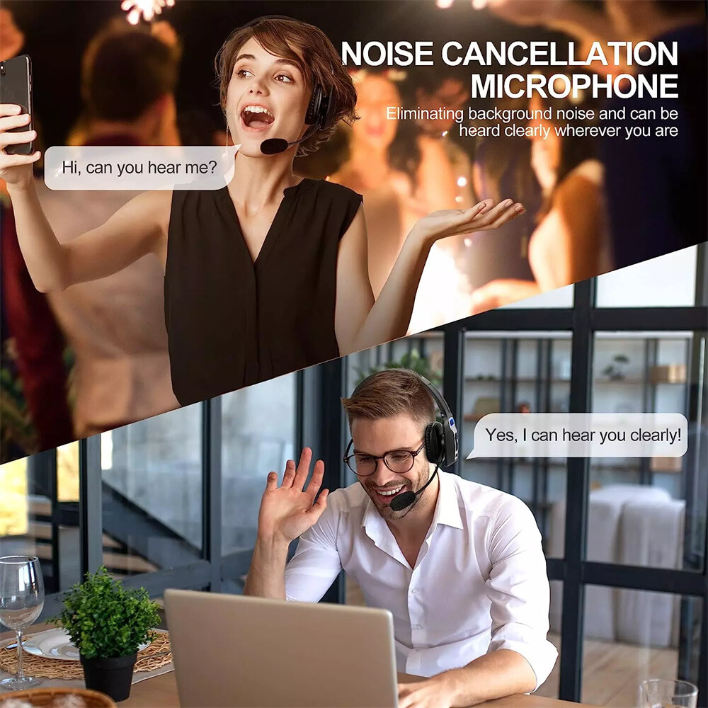 New Trucker Headset Wireless Bluetooth 5.2 AI Noise Cancelling Mic For Phones PC