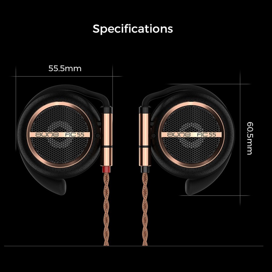 Aune AC55 Stereo 3.5mm/4.4mm Clip-on Hifi Earphones Interchangeable Cable