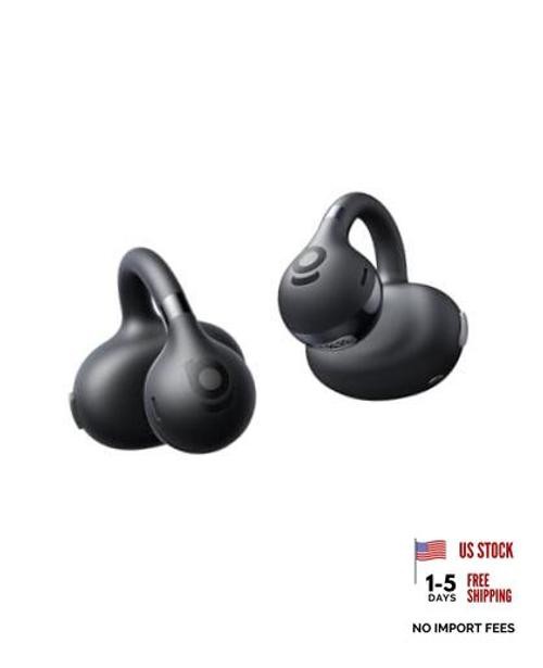 Bass BC1 Open Ear Earbuds Clip-On Headphones, Open-Ring Comfort Space Black