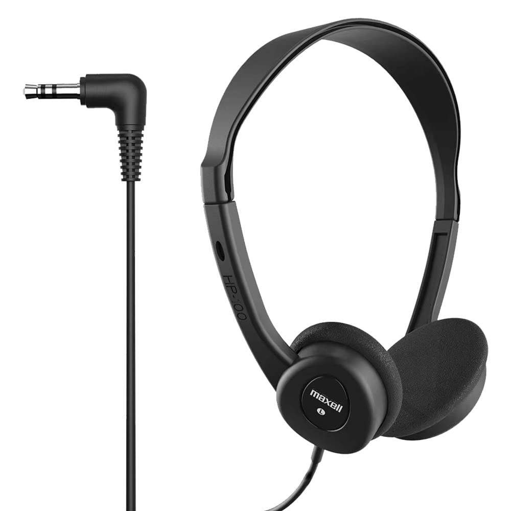 Maxell – 190319 Stereo Headphones – 3.5mm Cord with 6-Foot 1 Pack, Black