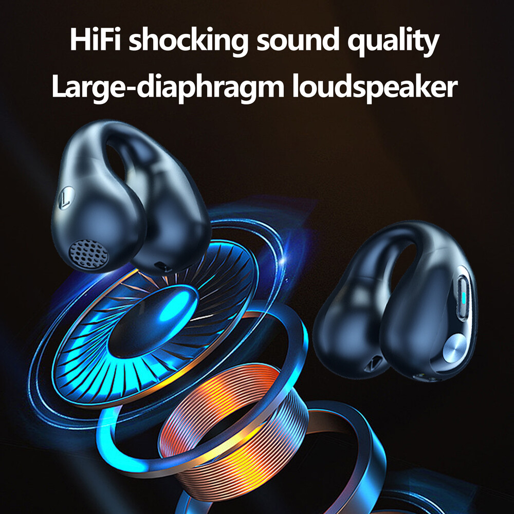 Bluetooth 5.3 Wireless Earbuds Ear Clip Bone Conduction Headphones Sport Headset