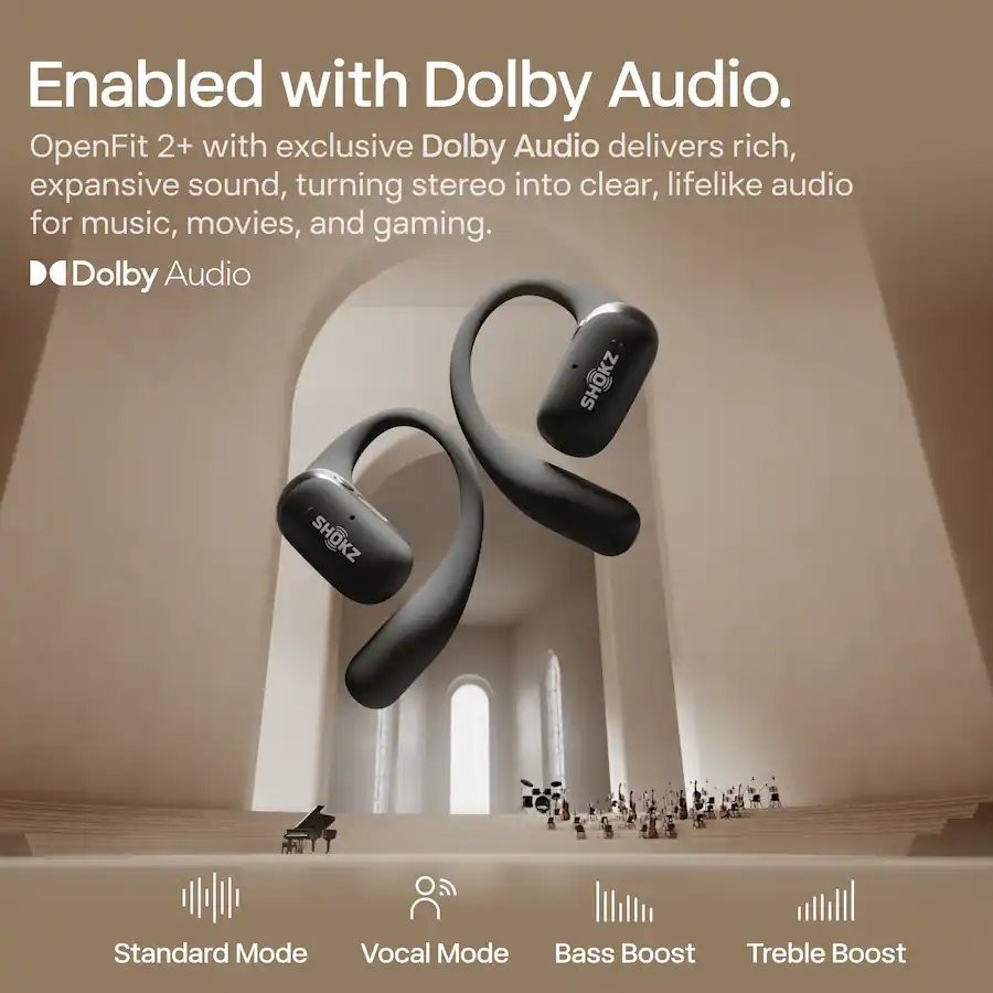 ✅ SEALED: SHOKZ OpenFit 2+ Headphones Open-Ear Design | Dolby Audio | Black ✅
