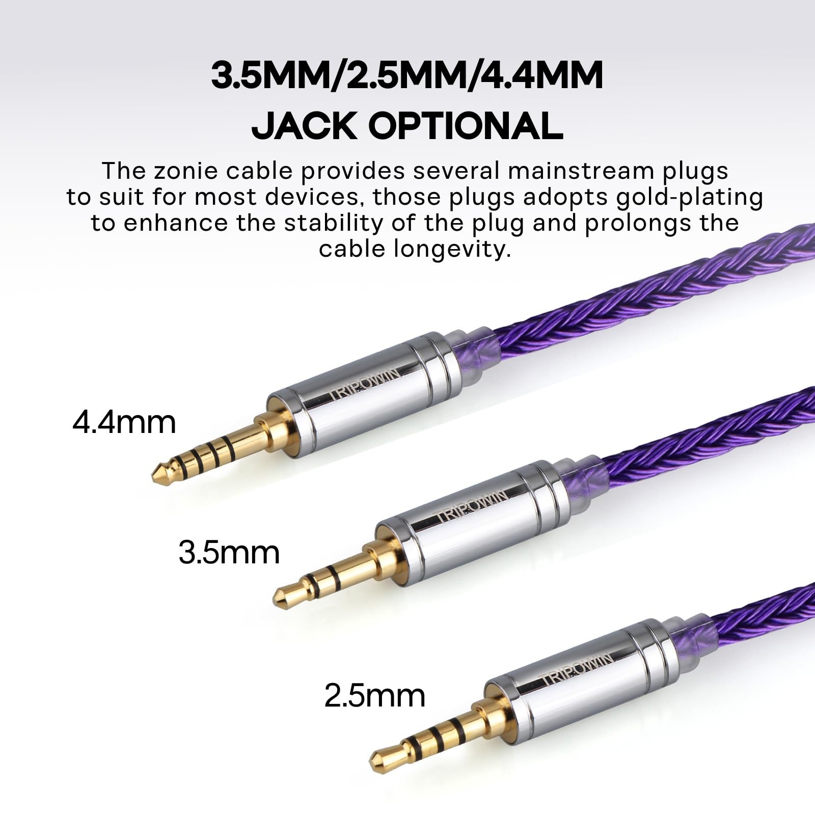 Linsoul Tripowin Zonie 16 Core Silver Plated IEM Cable, 2pin 0.78mm, 3.5mm | 1.2