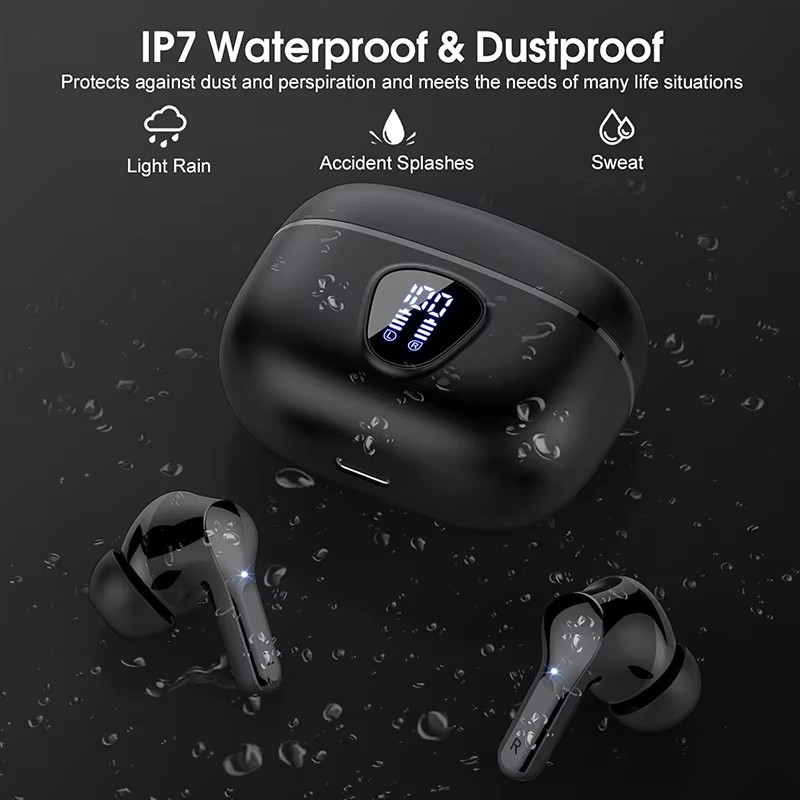 Wireless Earbuds BT5.3 HiFi Stereo ENC Noise Cancelling 48H LED Display IP7 Wate