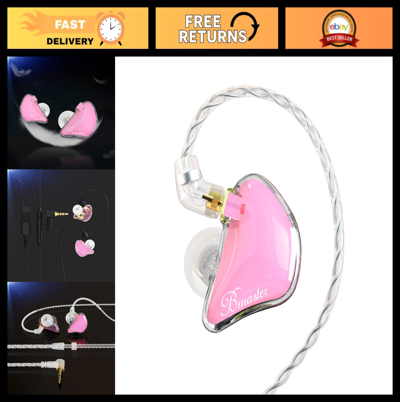 Triple Driver In-Ear Monitor Headphones, Detachable MMCX Cables, Musician Earpho