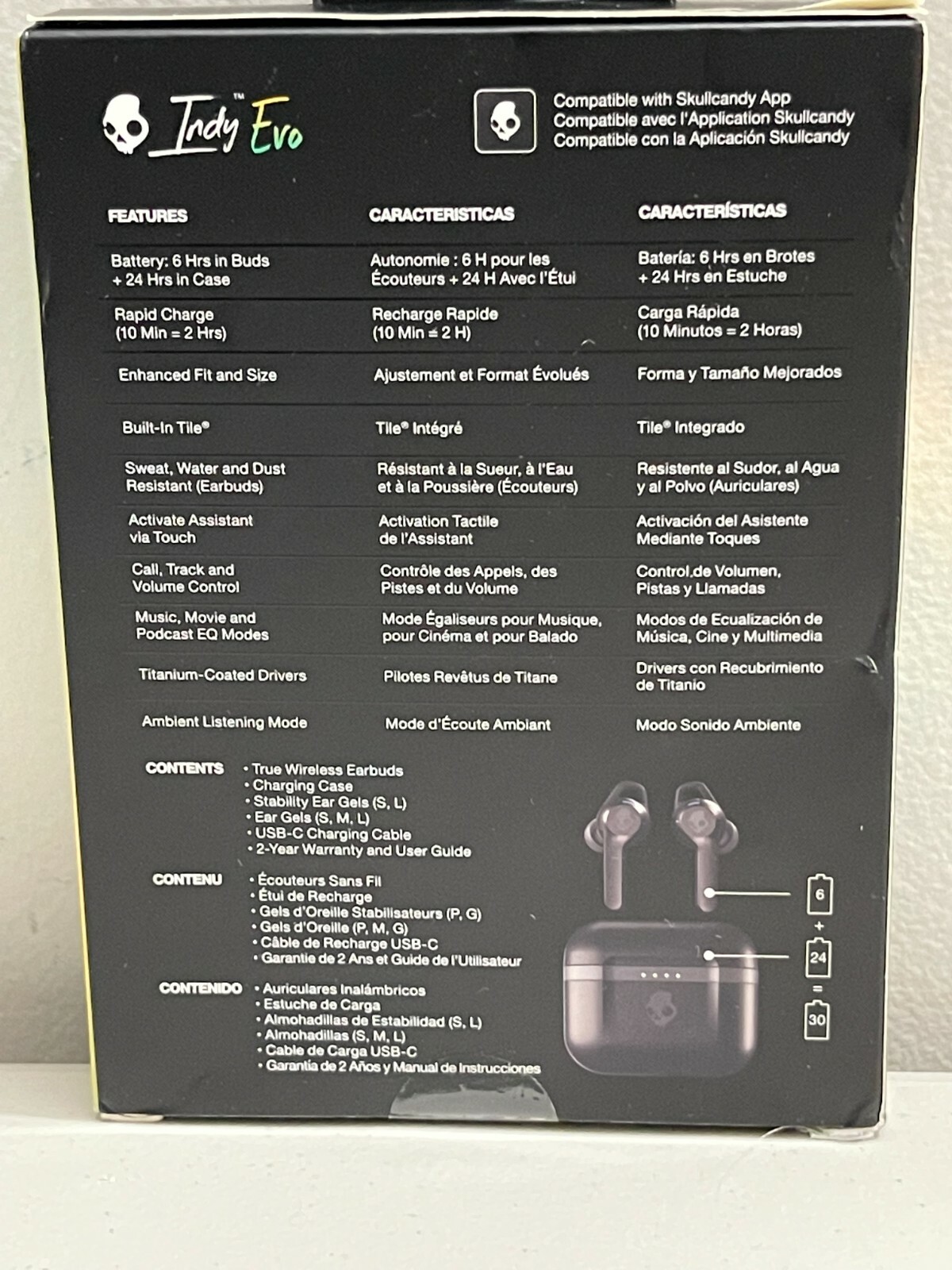 Skullcandy INDY EVO True Wireless Bluetooth In-Ear Headphones Earphones Earbuds.