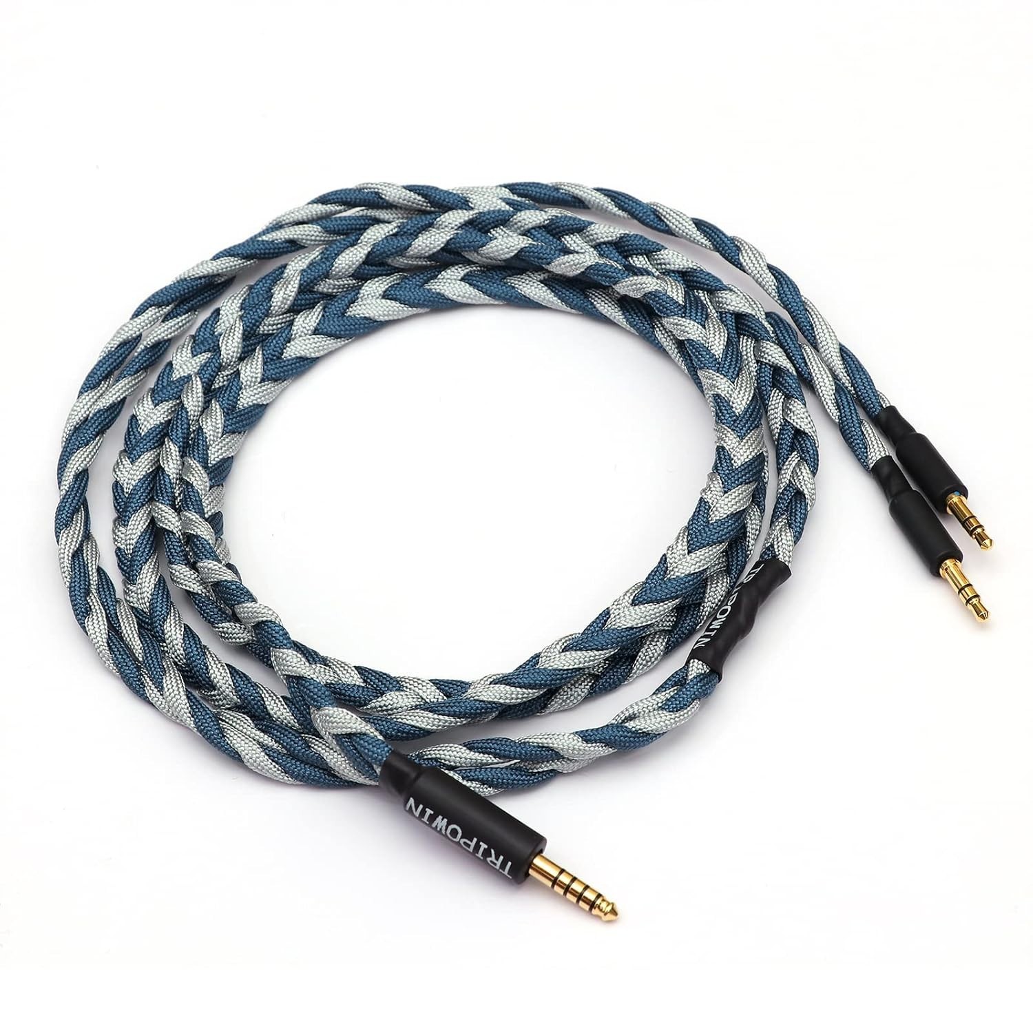 OFC Headphone Replacement Cable 1.5m Blue Braided Litz HiFi Stereo Cord