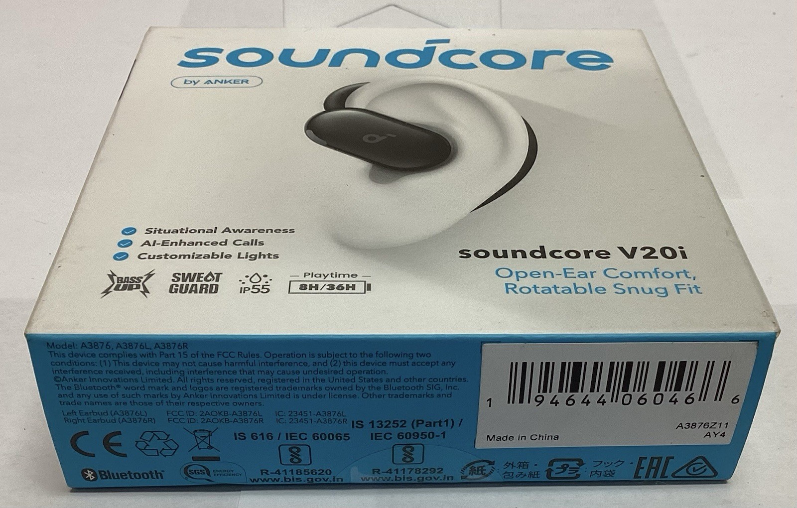 Soundcore By Anker V20i Open-Ear Confort Rotatable Snug Fit Wireless Earbuds