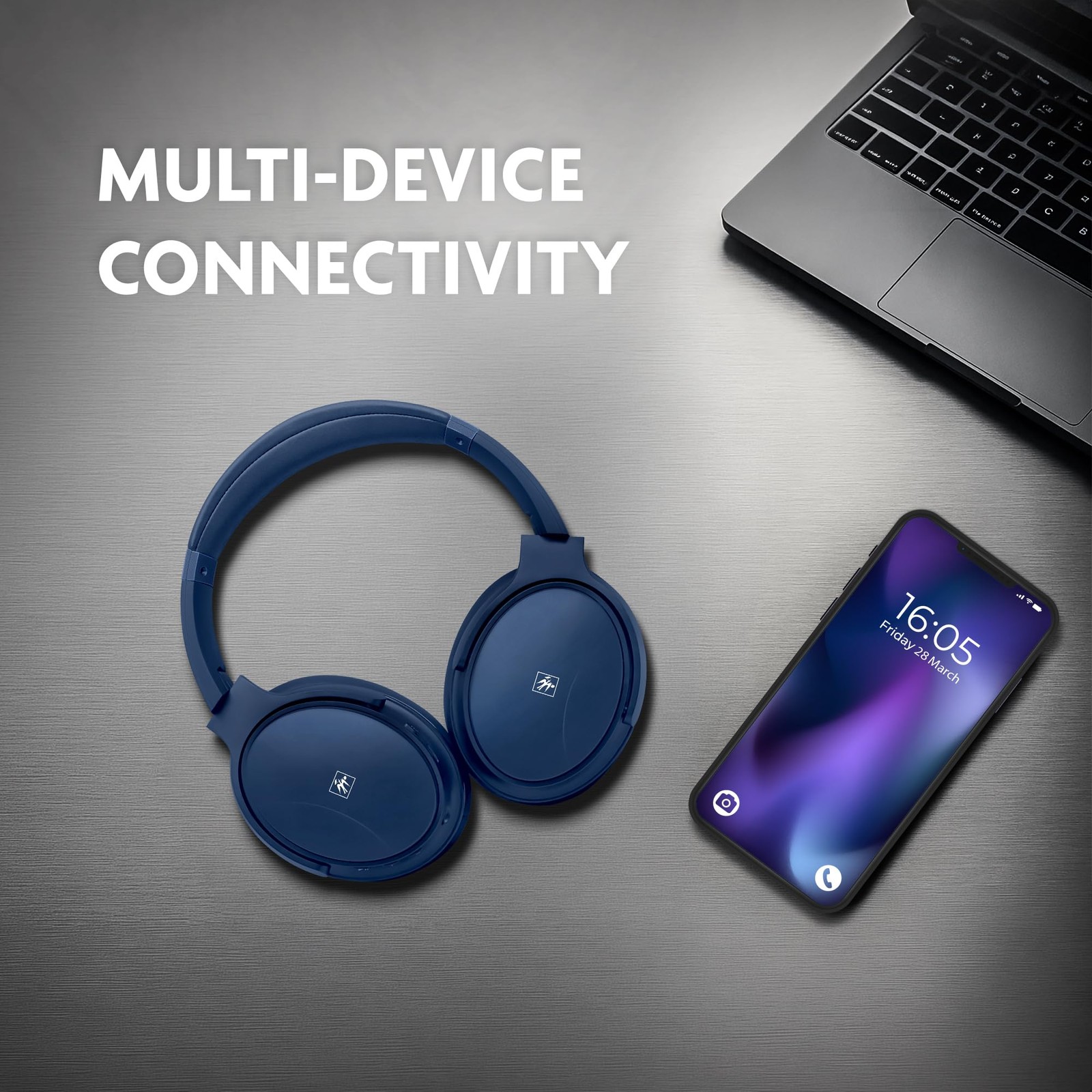 Fisher Pro ANC Headphones Navy Blue Wireless Bluetooth 5.3