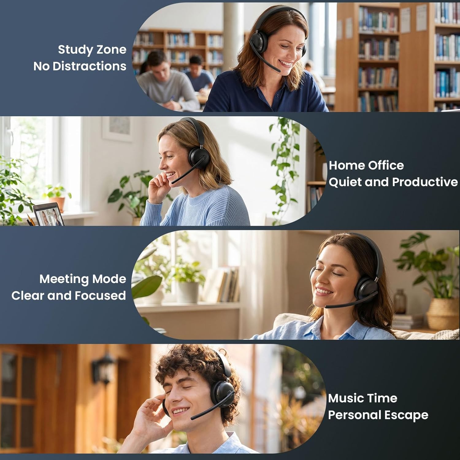 Waxop Wireless Headset Mic USB Dongle Bluetooth 5.3 AI Noise Cancel 65H