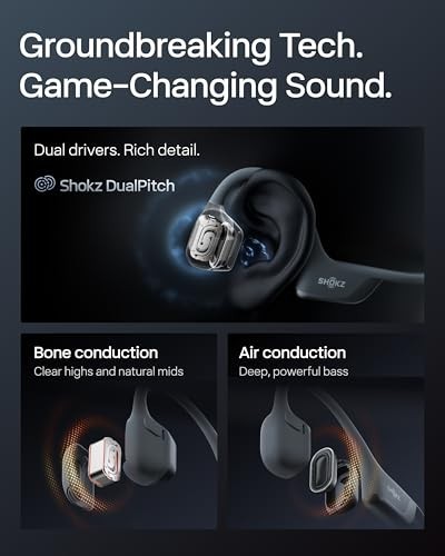 Bone Conduction Headphones Open Ear Sport Wireless Bluetooth Black IP55 Running
