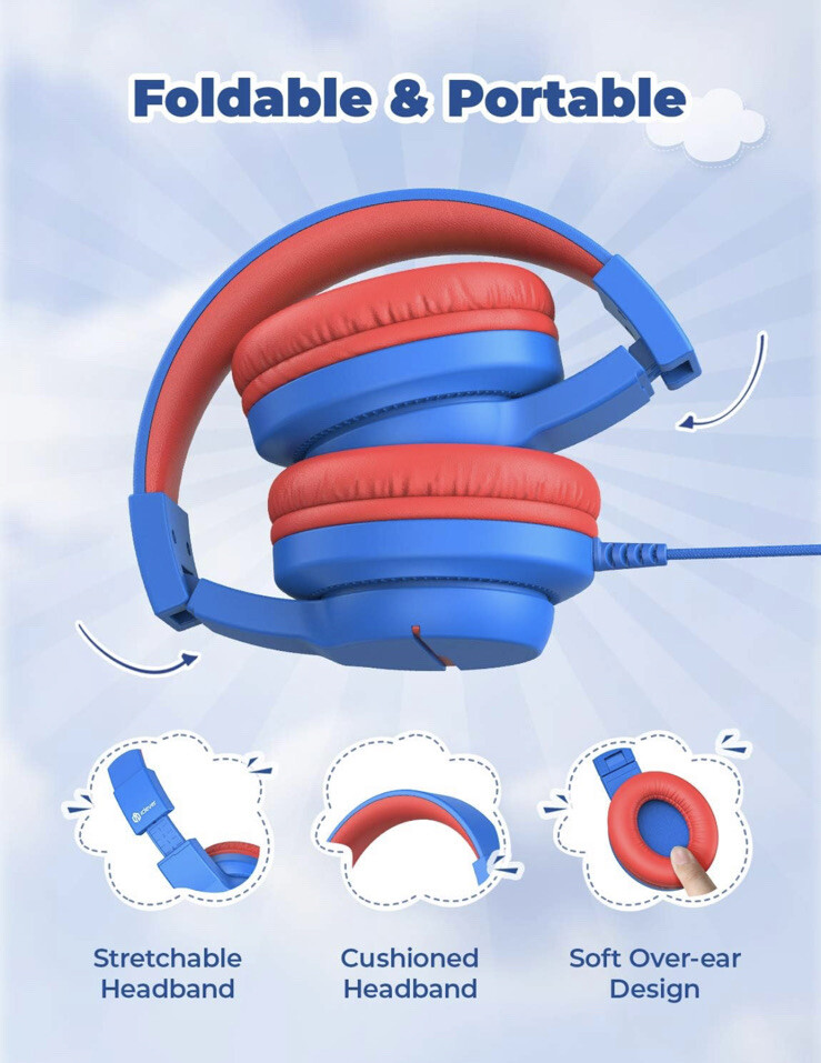 iClever Kids Headphones for School Travel, Safe Volume 85/94dB Open Box New