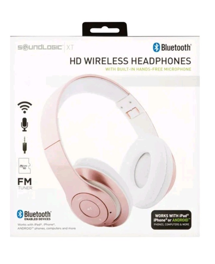 SoundLogic XT HD Wireless Bluetooth Stereo Headphones w Built in Hands Free MIC