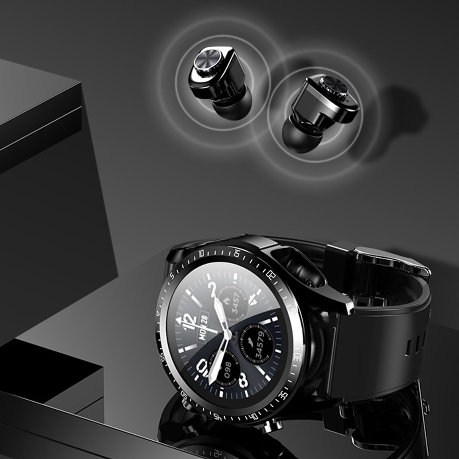 2 In 1 Smart Watch with Earbuds Men Smartwatch Wireless Headset For Android iOS