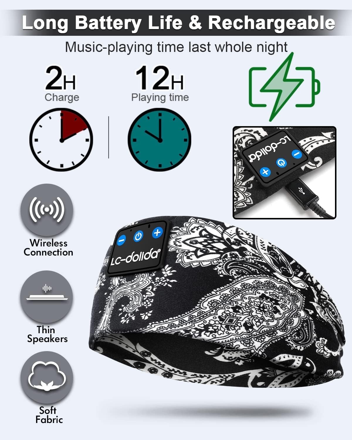 Wireless Bluetooth Sleep Mask with HD Stereo Sound – Perfect for Side Sleepers