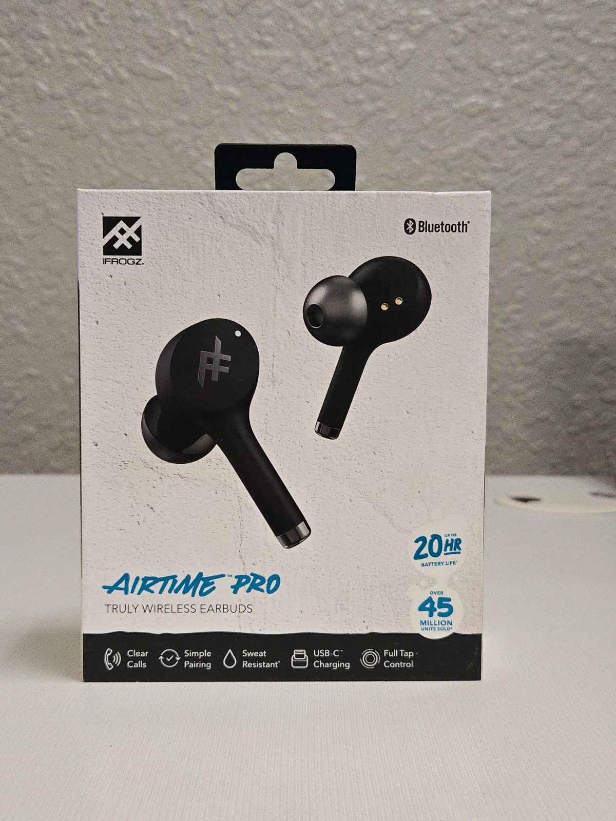 iFrogz AirTime Pro Truly Wireless Earbuds + Charging Case – white/black/blue