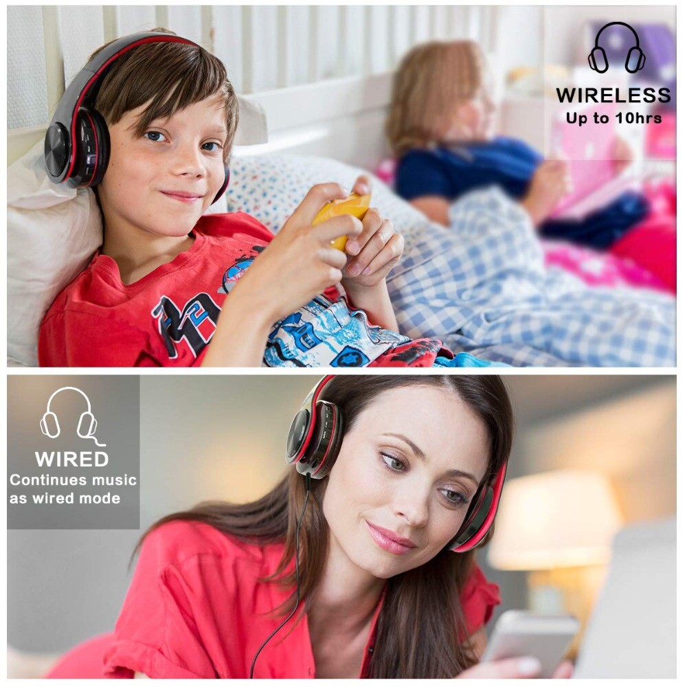 Wireless Foldable LED Flashing Stereo Bluetooth Headphone Heavy Bass With Mic US
