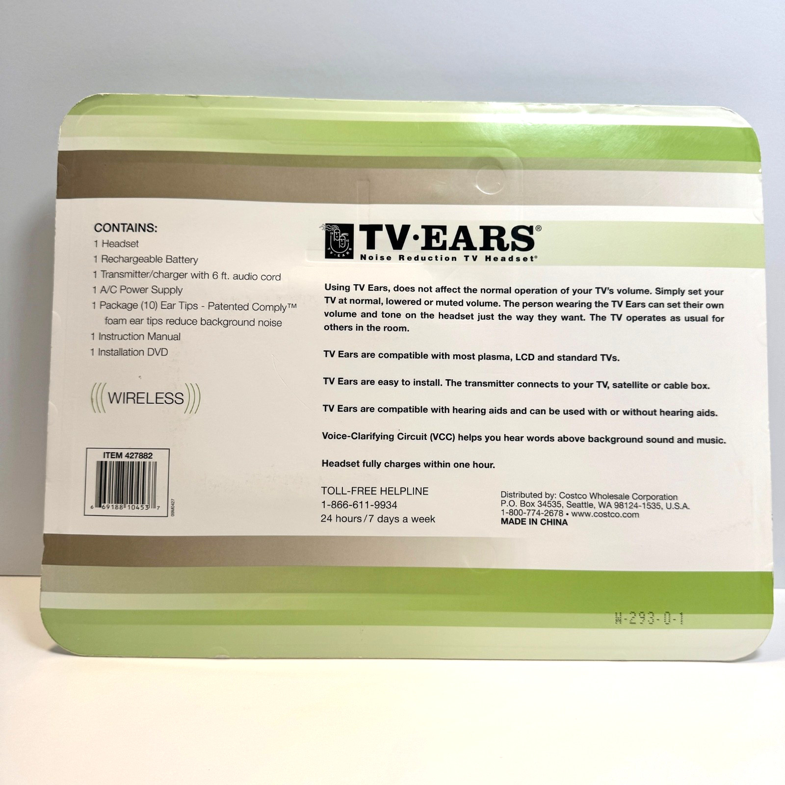 TV Ears Noise Reduction TV Headset Wireless Rechargeable Battery NEW