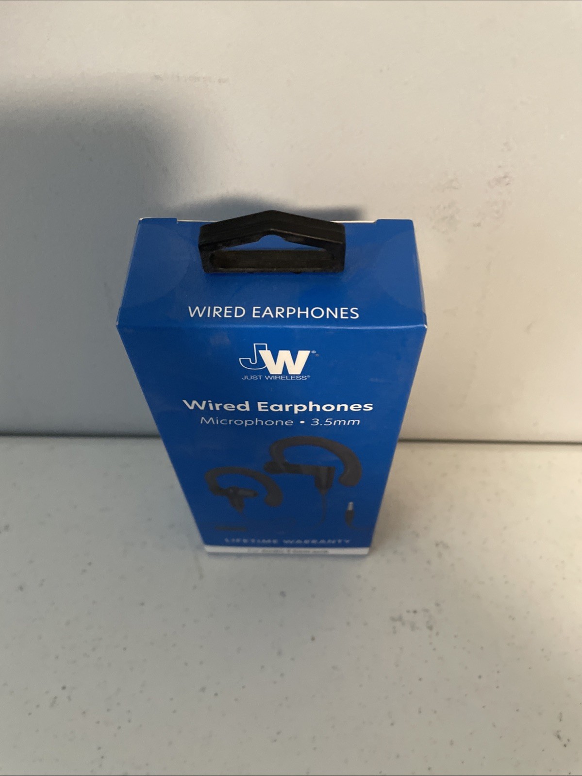 Just Wireless Stereo Wired Earhook Earbuds Headphones Microphone 3.5mm Black