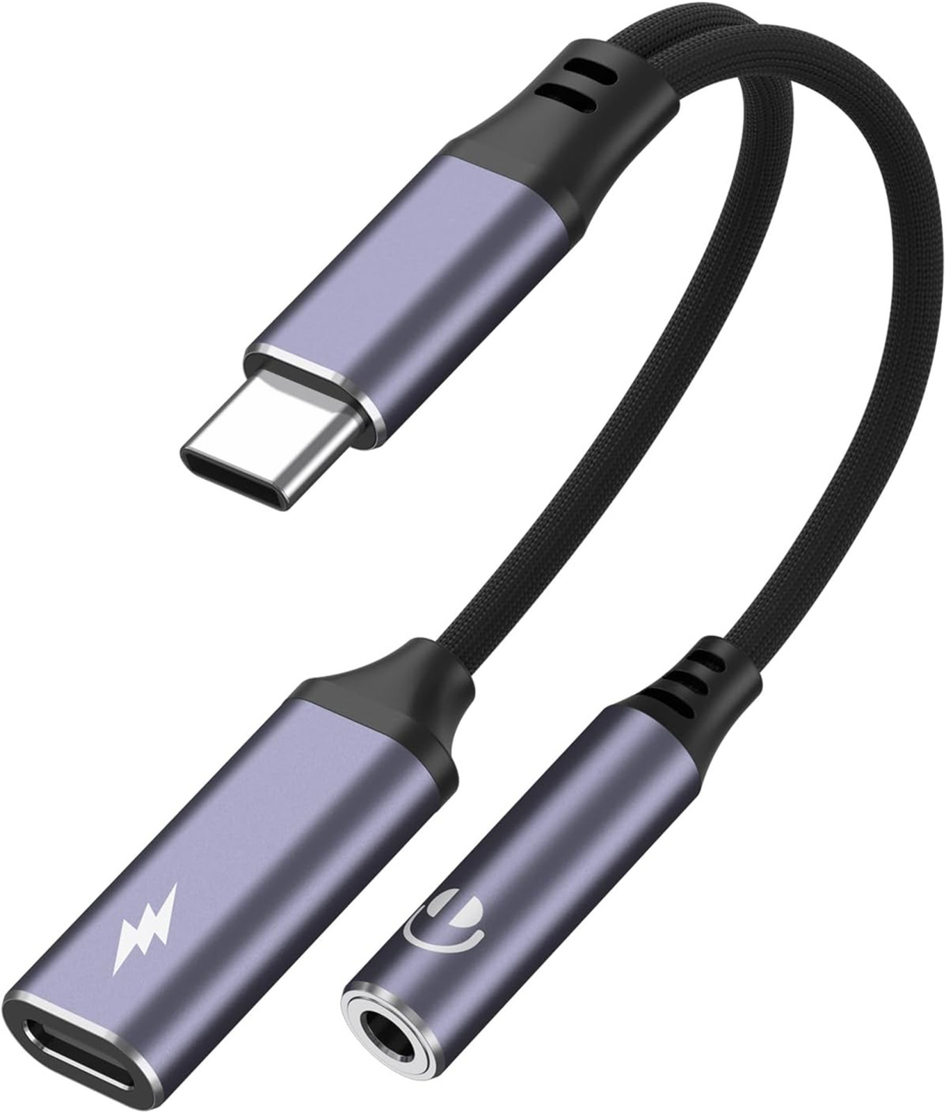 USB C to 3.5mm Headphone and Charger Adapter 2 in 1 with 60W PD Fast Charging
