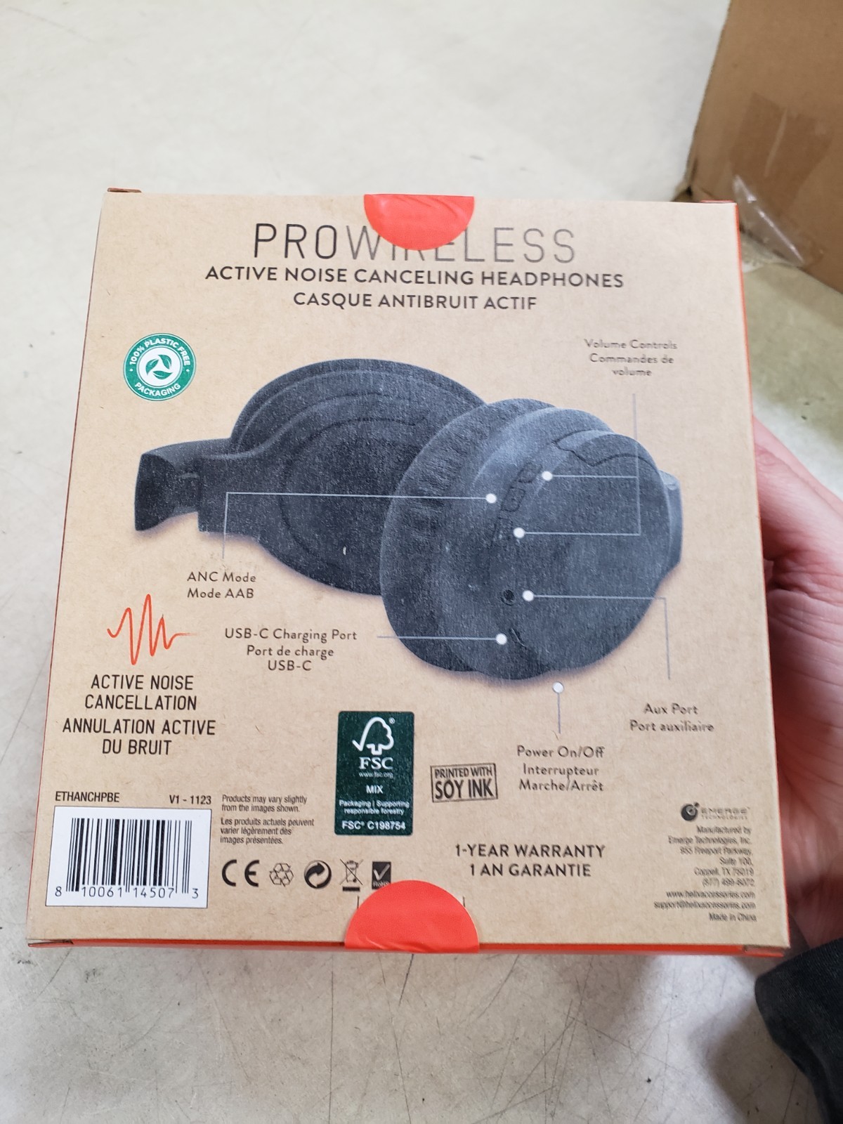 Helix Pro Wireless Active Noise Canceling Foldable Headphones (USB-C Charging)