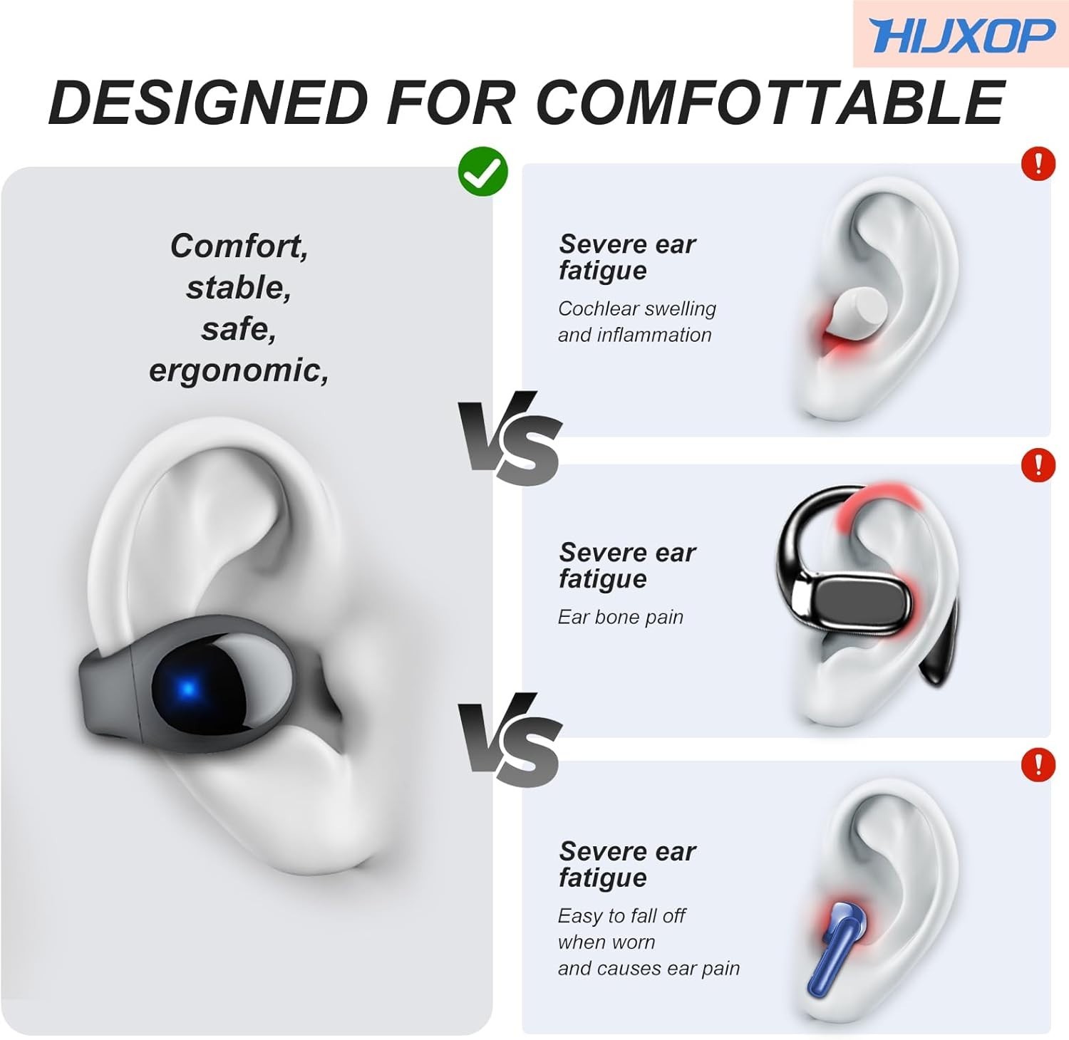 Open Ear Earbuds Lightweight Comfort Clip Wireless Earbuds Sweat Resistant Bluet