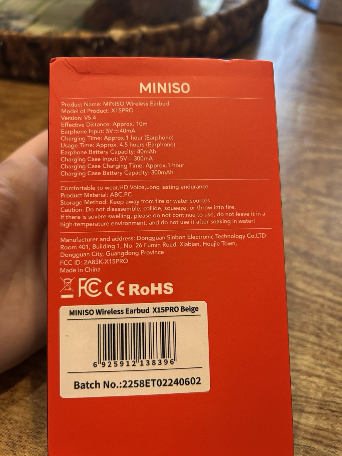 MINISO Unisex Bluetooth Wireless Earbuds Cream X15PRO One Size NIB