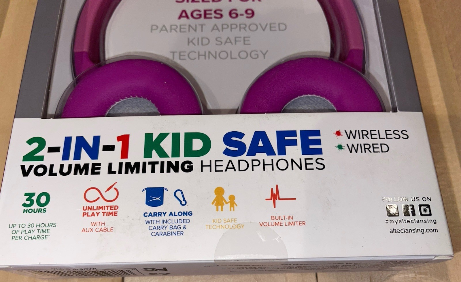 NEW Altec Lansing 2-in-1 KID SAFE Headphones Bluetooth or Wired 3.5 mm Jack