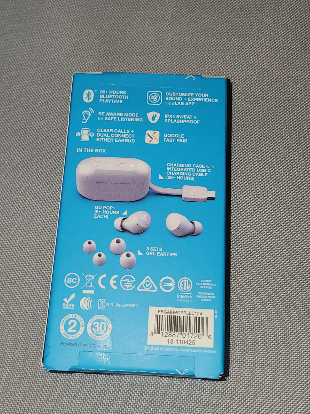JLab GO Air POP True Wireless In-Ear Headphones – Purple (EBGAIRPOPRLLC124)