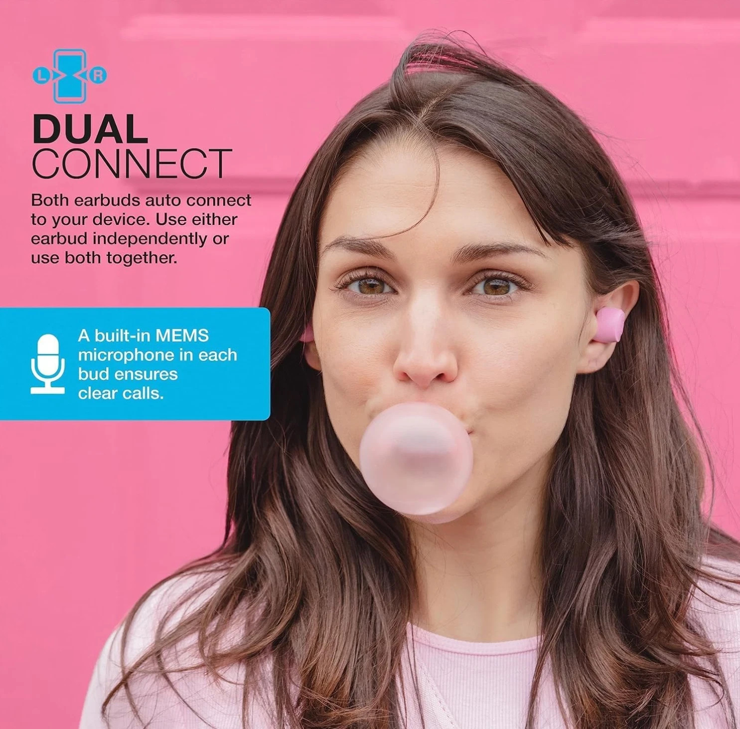 JLab Go Air Pop+ True Wireless Earbuds, Bluetooth Earbuds with Microphone USB-C