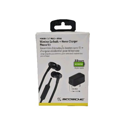 Scosche PowerVolt PD32 + BT102 Wireless Earbuds + Home Charger Phone Kit