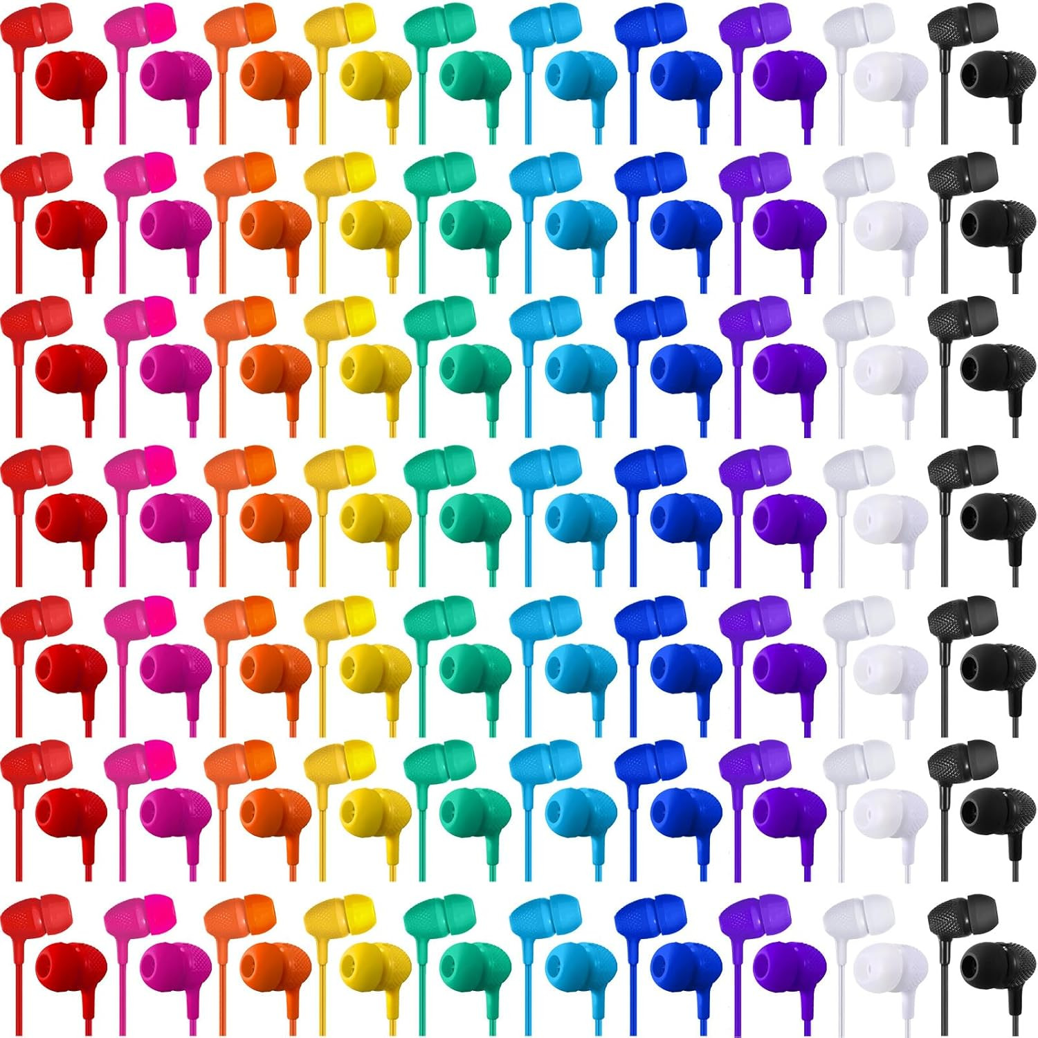 200 Pack Earbuds Bulk Earphones 3.5 Mm Classroom Headphones for Adult Assorted C
