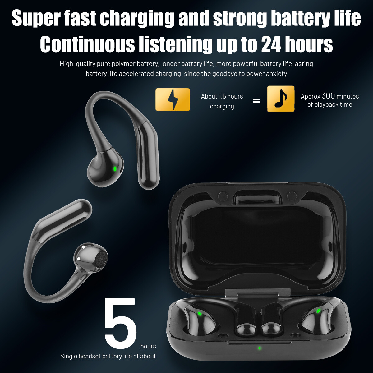 155 Language Translator Earbuds Wireless Bluetooth 5.3 Headphones Air Conduction