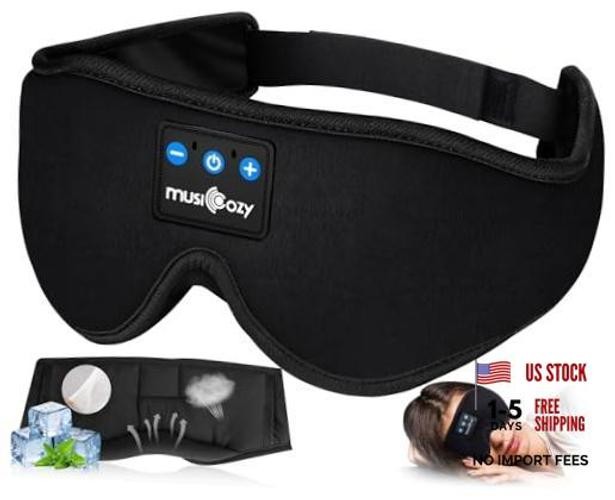 Sleep Headphones, Bluetooth 5.4 Sleep Mask Headband Headphones Sleeping Black