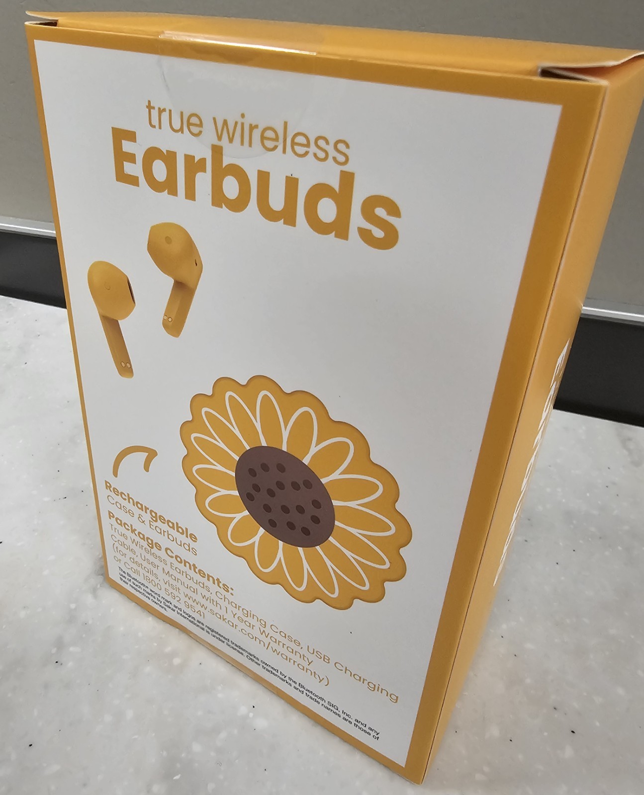 NEW Vivitar True Wireless Earbuds in Yellow Sunflower-Shaped case Bluetooth