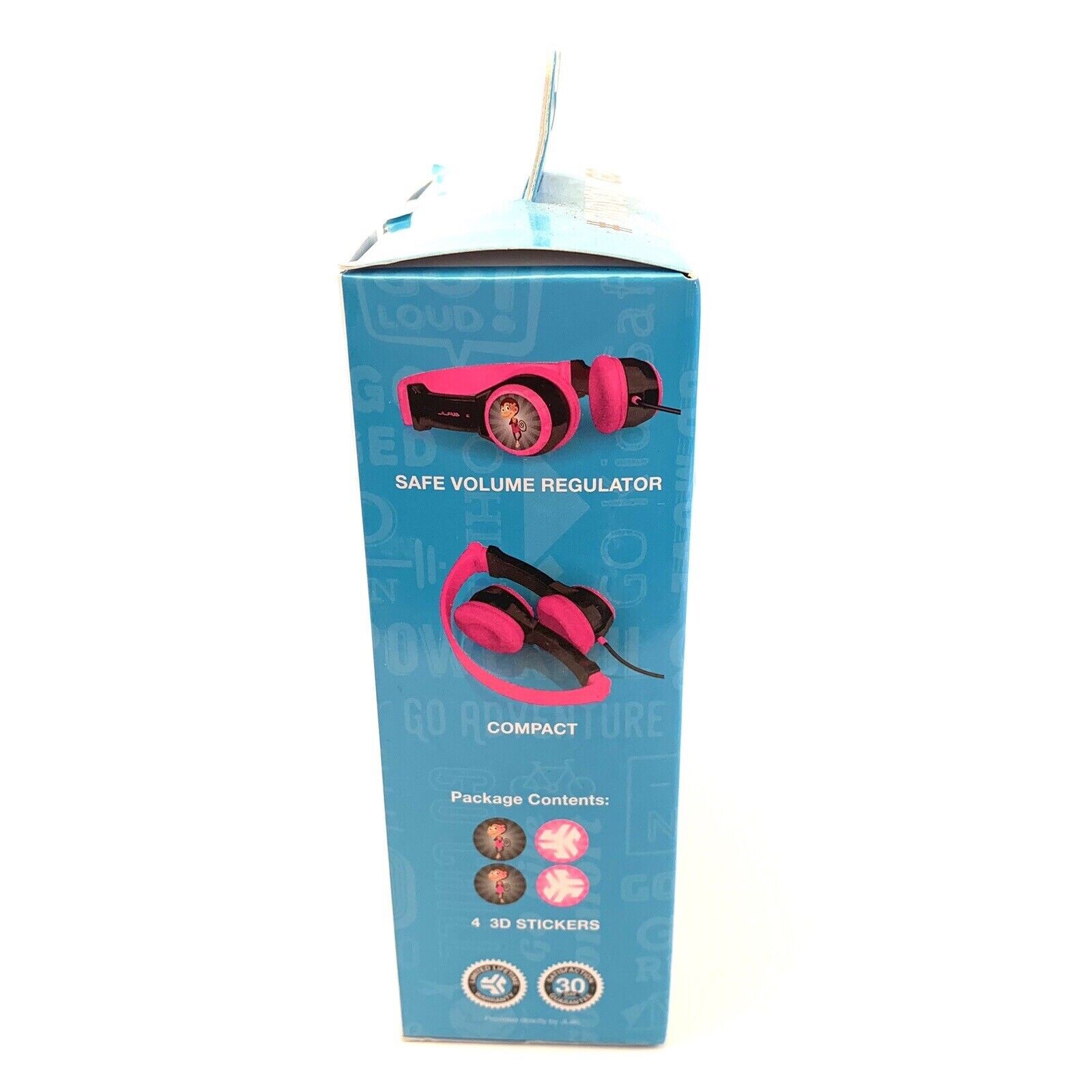 NEW JLab JBuddies PINK/BLACK Folding On Ear Wired KIDS Headphones portable safe