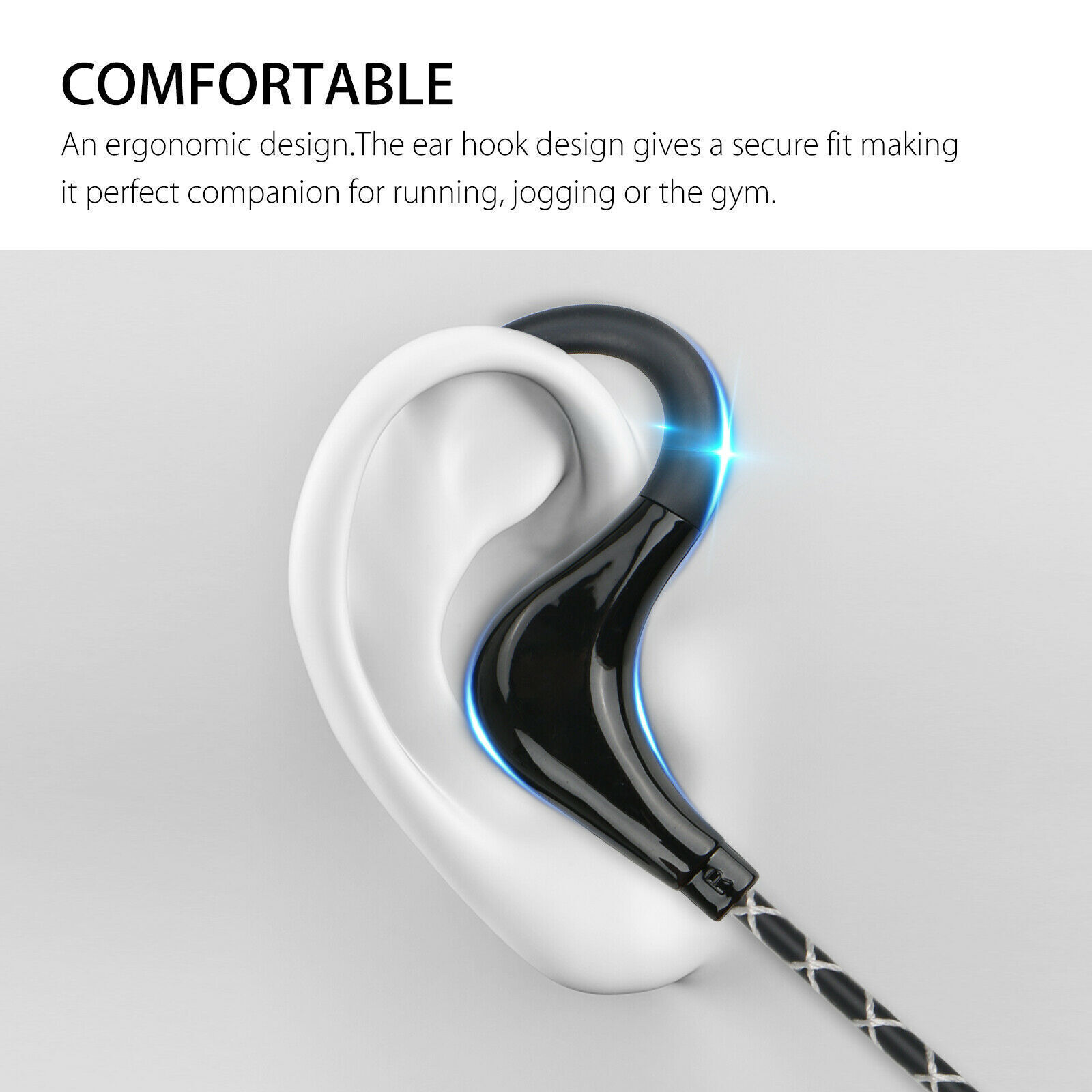 In-Ear Wired Sport Running Earphone Earbuds Over ear Hook Headphone 3.5mm w/MIC