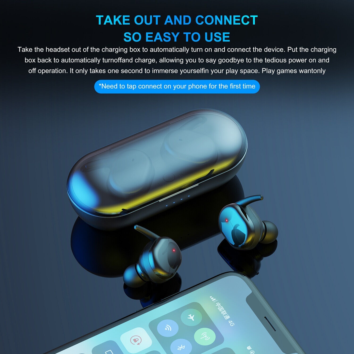 For iOS Android TWS Bluetooth 5.0 Wireless Earphones Stereo Headset Mini In-Ear