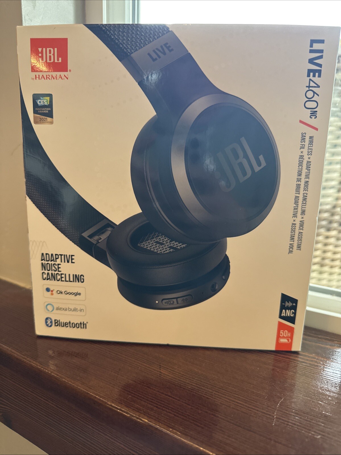 JBL Live 460NC Wireless Bluetooth Noise Cancelling On Ear Headphones Mic Black