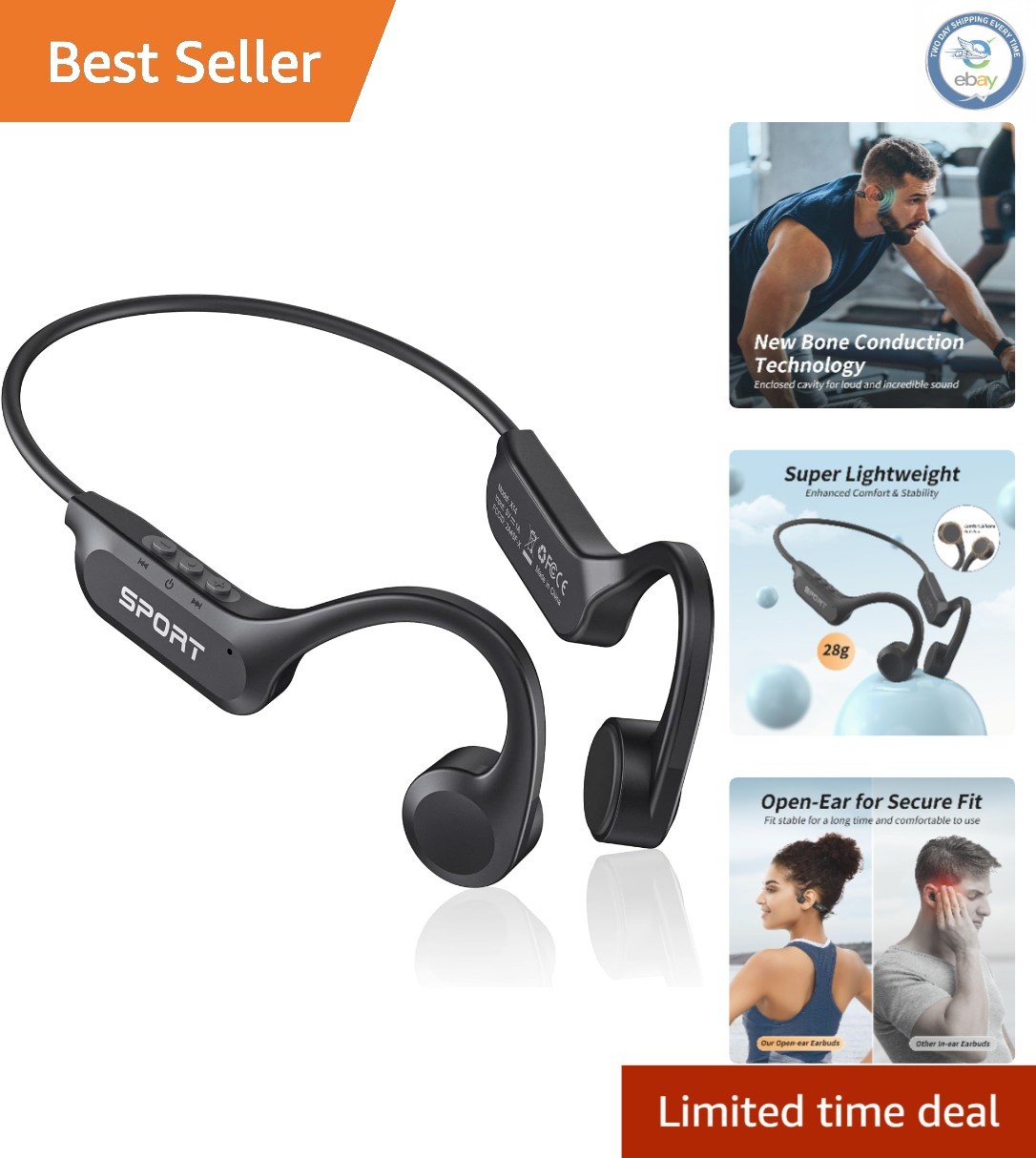 Exceptional Sound & Comfort: Waterproof Bluetooth 5.4 Bone Conduction Headphones