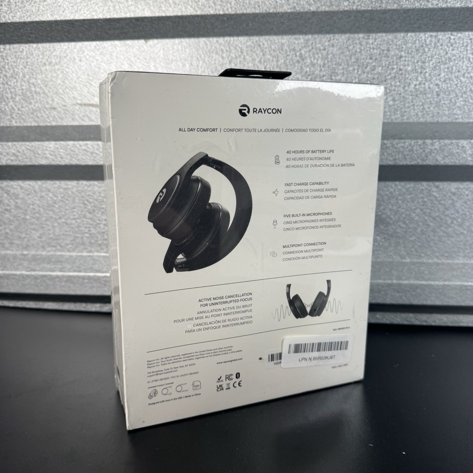 Raycon The Everyday Headphones, Noise-Cancelling, Over-Ear, Back | RBH820-BLA