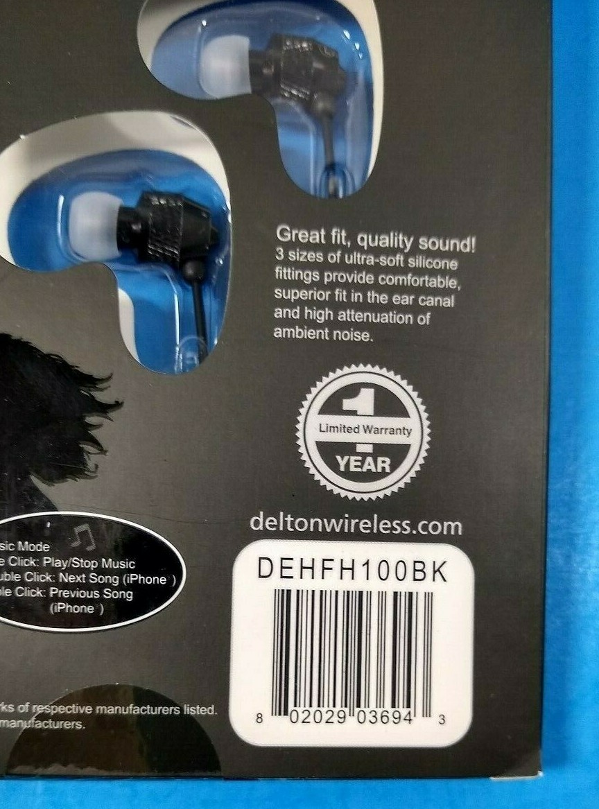 Delton Headset High Quality Stereo Hands Free Microphone Black DEHFH100BK