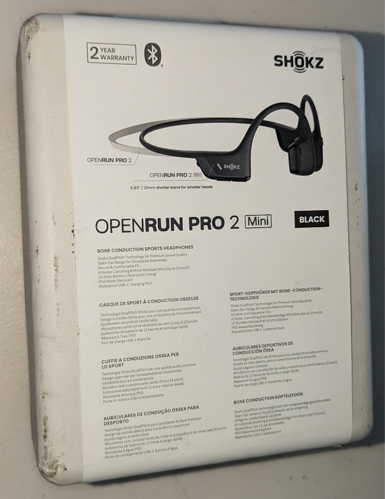 Shokz OpenRun Pro 2 Mini Bone Conduction Bluetooth Wireless Headphones – Black