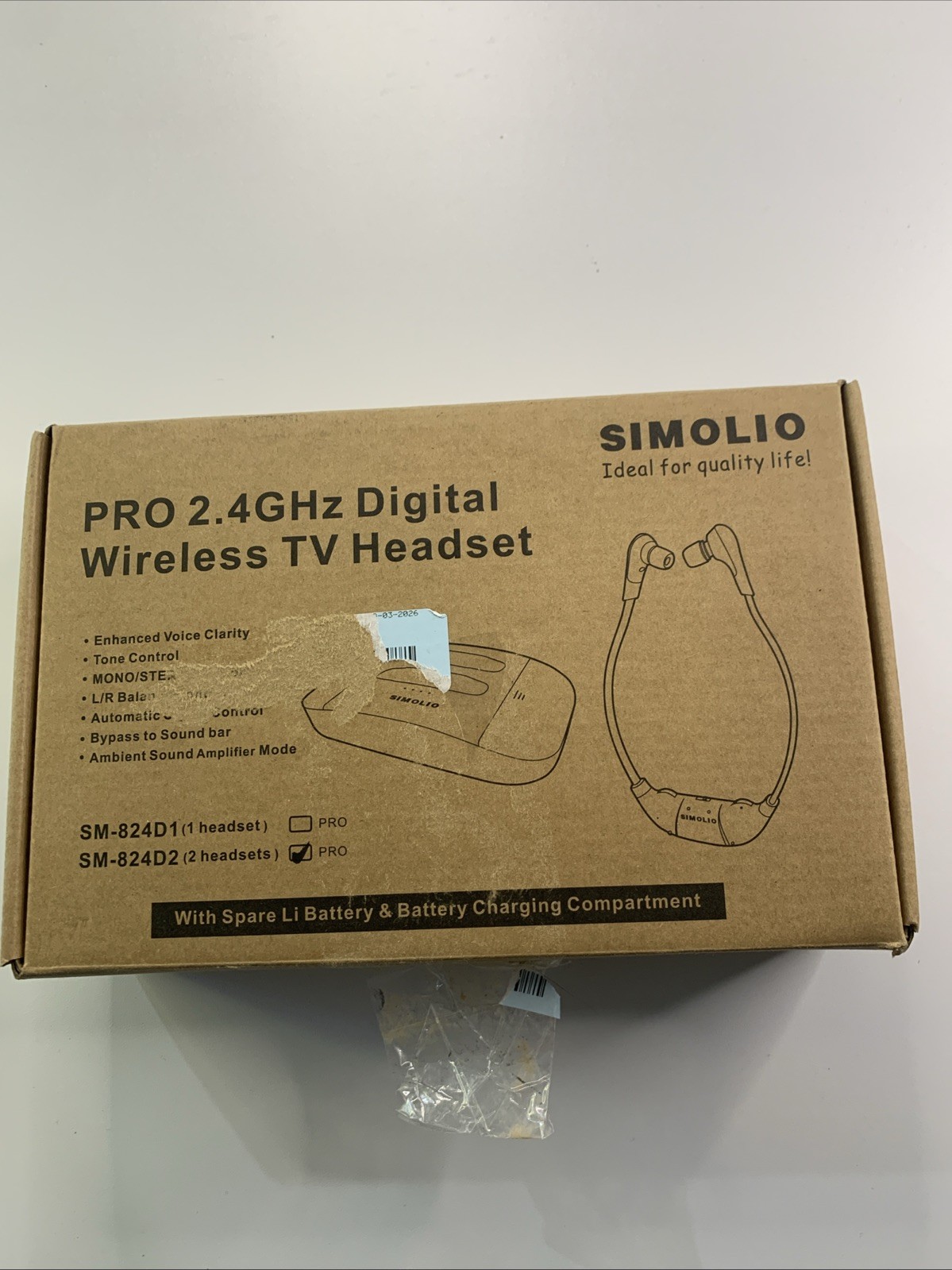 SIMOLIO SM-824D2 Dual Digital Wireless TV Headset Hearing Assistance