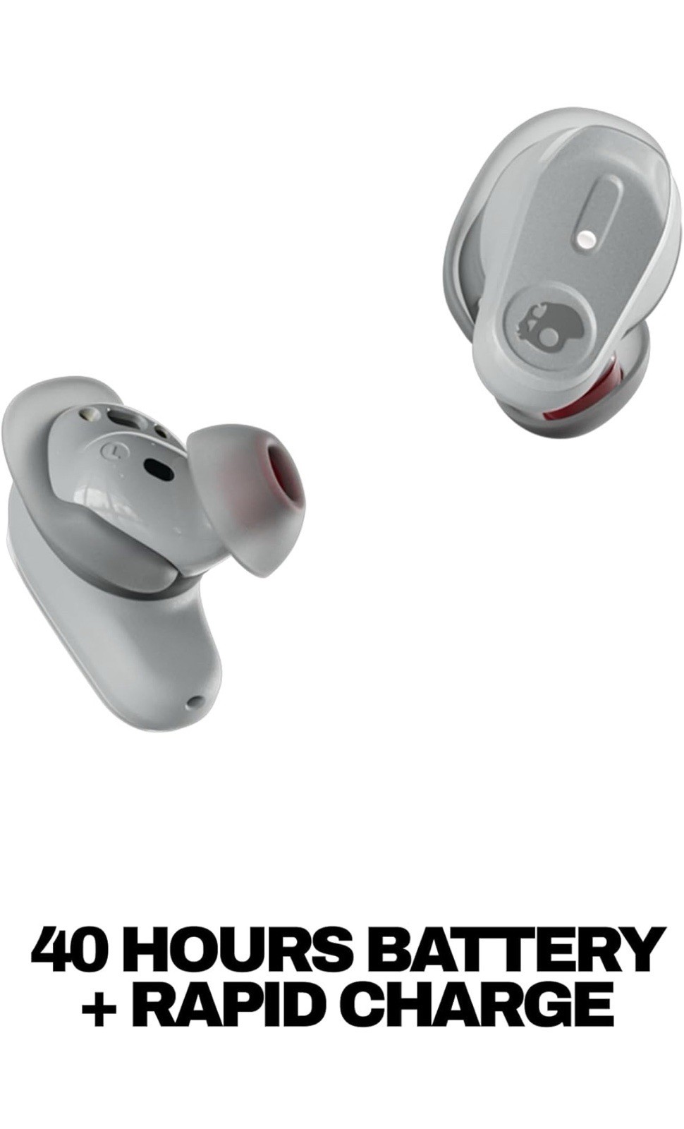 Skullcandy Method 360 ANC Wireless Bluetooth Earbuds Rapid Charge Clip Case Gray