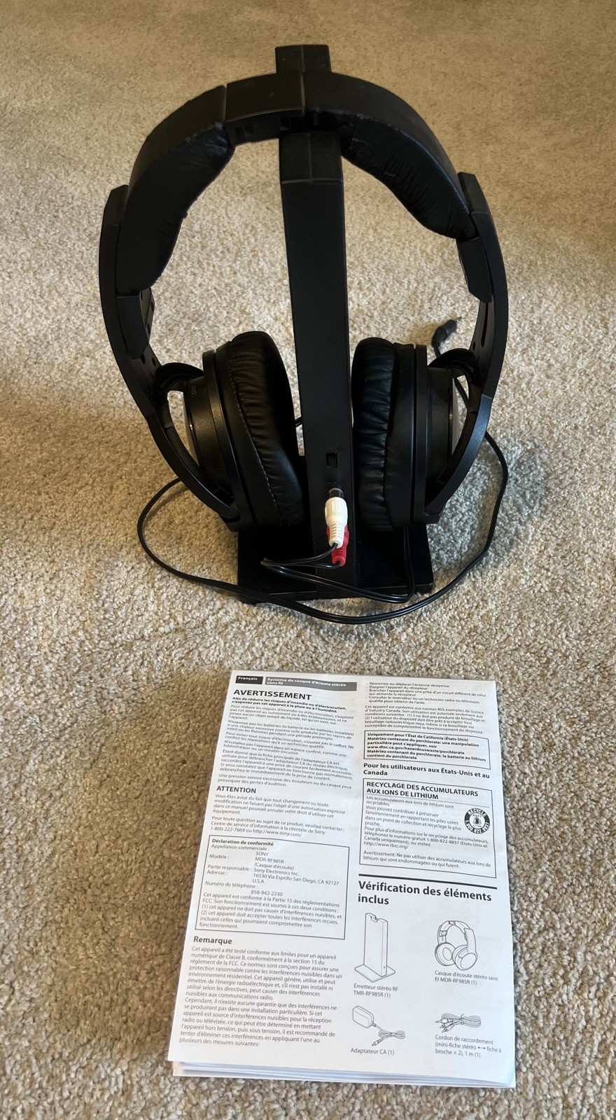 SONY Wireless Headphones MDR-RF985RK & Transmitter Base TMR-RF985R – not tested