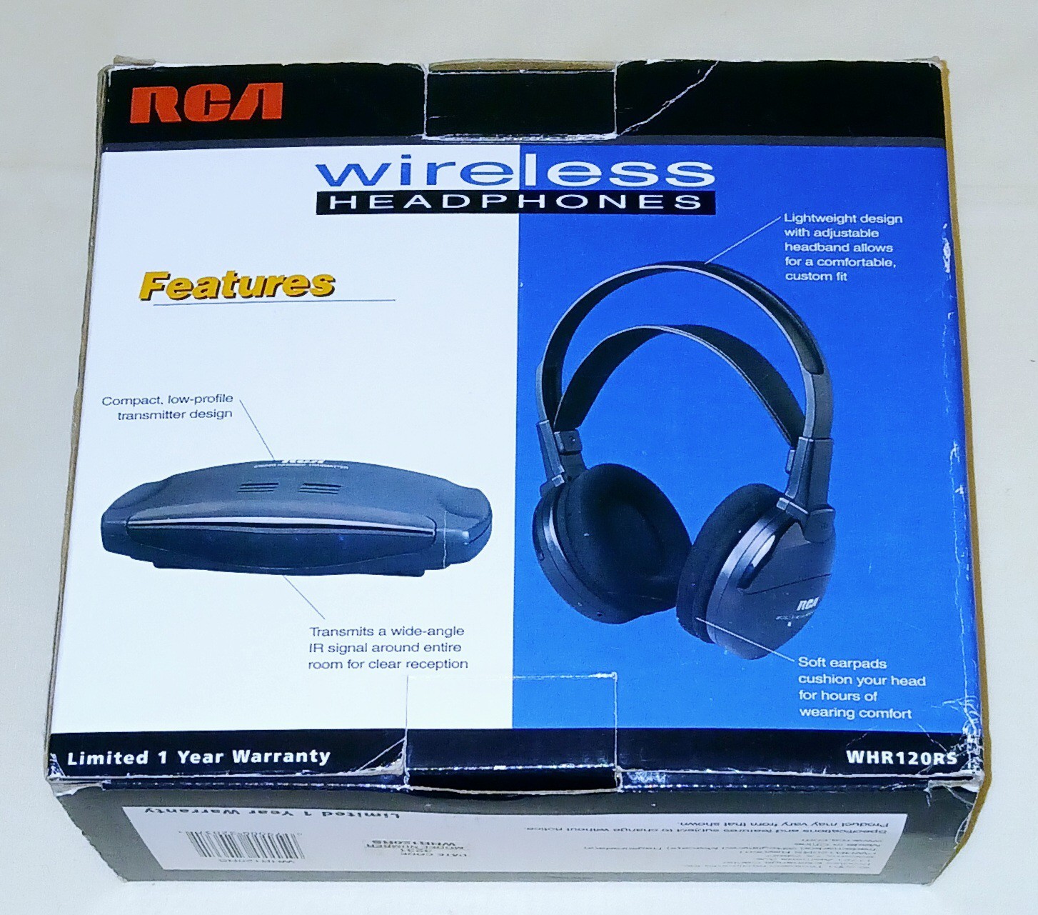 RCA Wireless Headphones- WHR120RS- Infrared, 25 Ft, Lightweight, Adjustable