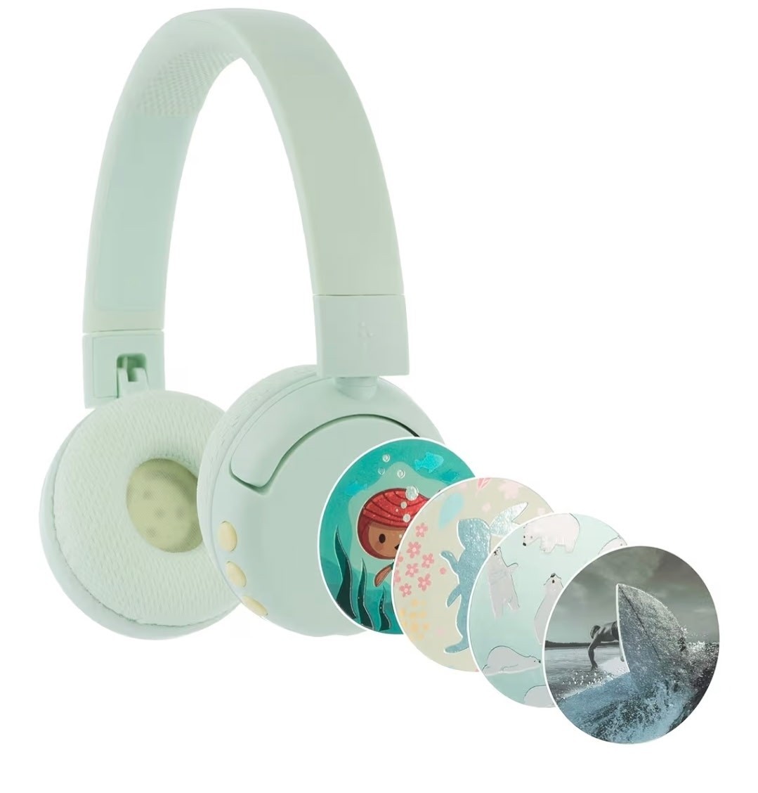 BuddyPhones POP Fun Kids Headphones Pink Bluetooth Wireless Wired USB-C 3.5mm