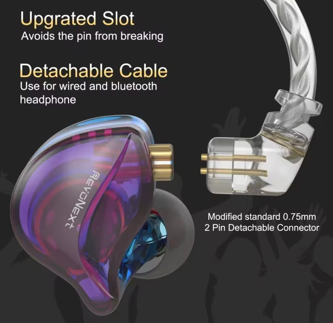 Revonext IEM Professional Earbud Headphones USB – C w/ Mic Purple/Blue Type C