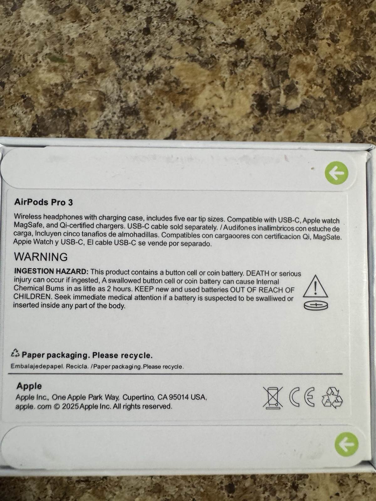 Genuine Apple AirPods Pro 3 Brand New, Factory Sealed retail Price $249 + tax.
